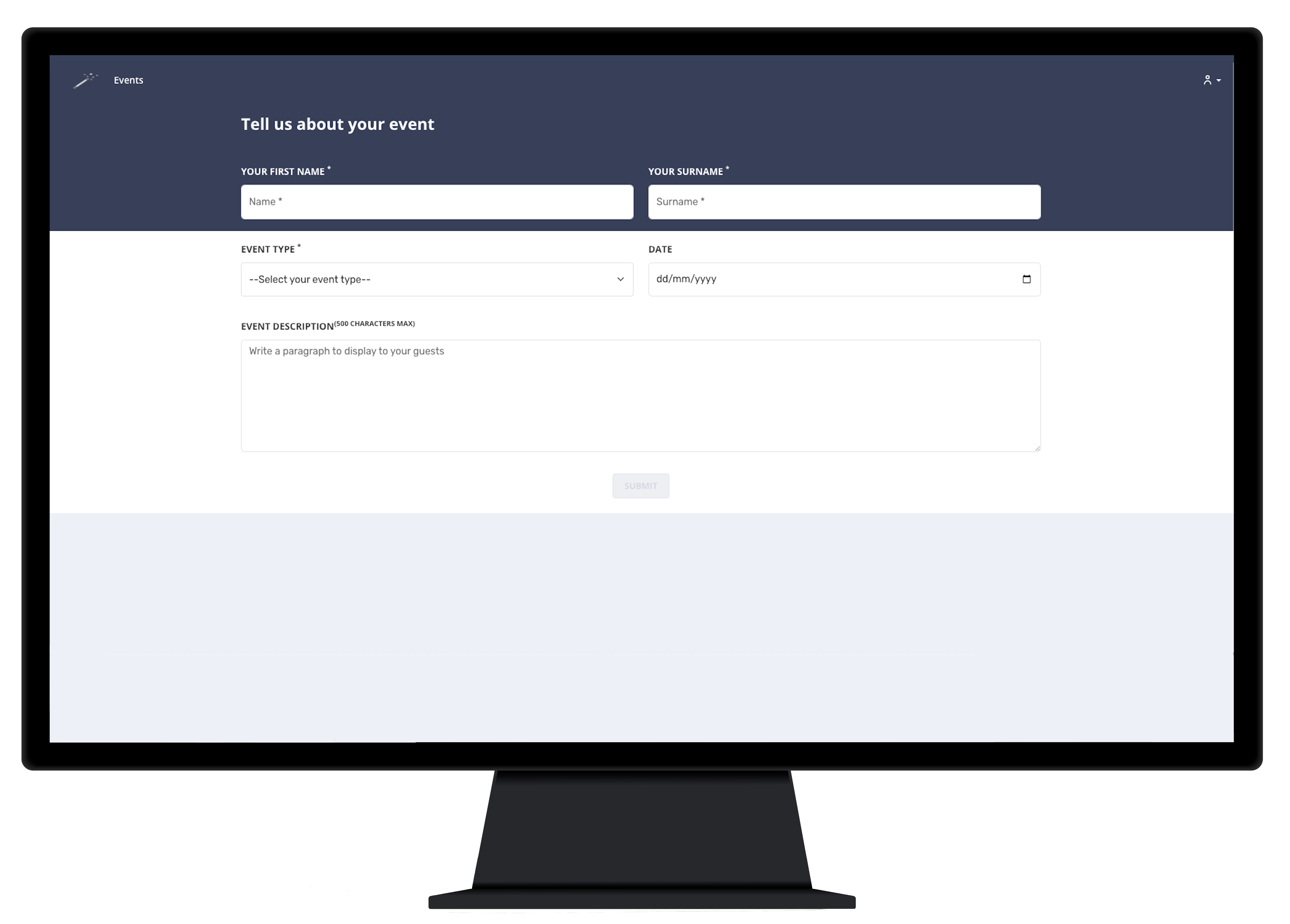 Desktop setup for digital guestbook application